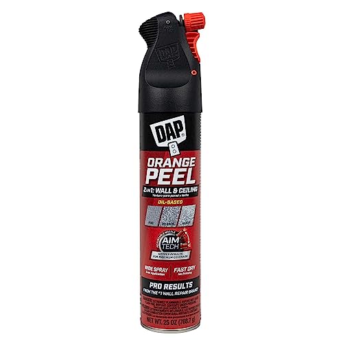 DAP Spray Texture Orange Peel Oil Based 2n1 Wall & Ceiling Texture Spray with Aim Tech Nozzle, White, 25 Oz (7079850006)