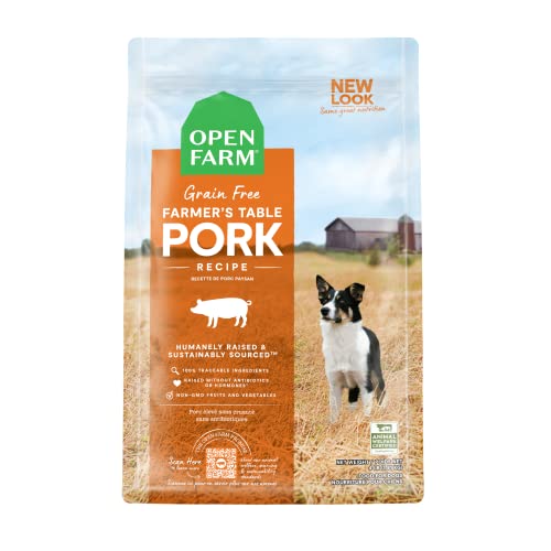 Open Farm Farmer's Table Pork Grain-Free Dry Dog Food, Family Farmed Pork Recipe with Non-GMO Superfoods and No Artificial Flavors or Preservatives, 11 lbs