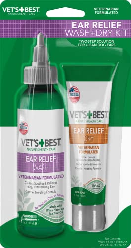Vet's Best Dog Ear Relief Wash & Dry Kit – 4 oz, 2 Pack