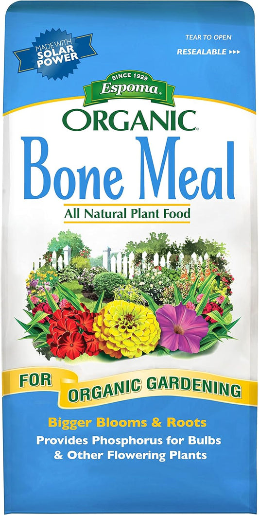 Espoma Organic Bone Meal Fertilizer 4-12-0. All-Natural Plant Food Source of Nitrogen and Phosphorus For Organic Gardening. For Bulbs & Other Flowering Plants. 4 lb. bag.