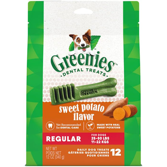 Greenies Regular Natural Sweet Potato Flavor Dental Dog Treats, 12 oz., Pack of 12