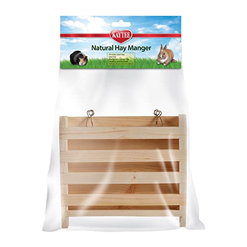 Kaytee Natural Wooden Hay Manger for Pet Rabbits, Chinchillas, and Guinea Pigs, Large