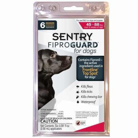 SENTRY Fiproguard for Dogs, Flea and Tick Prevention for Dogs (45-88 Pounds), Includes 6 Month Supply of Topical Flea Treatments