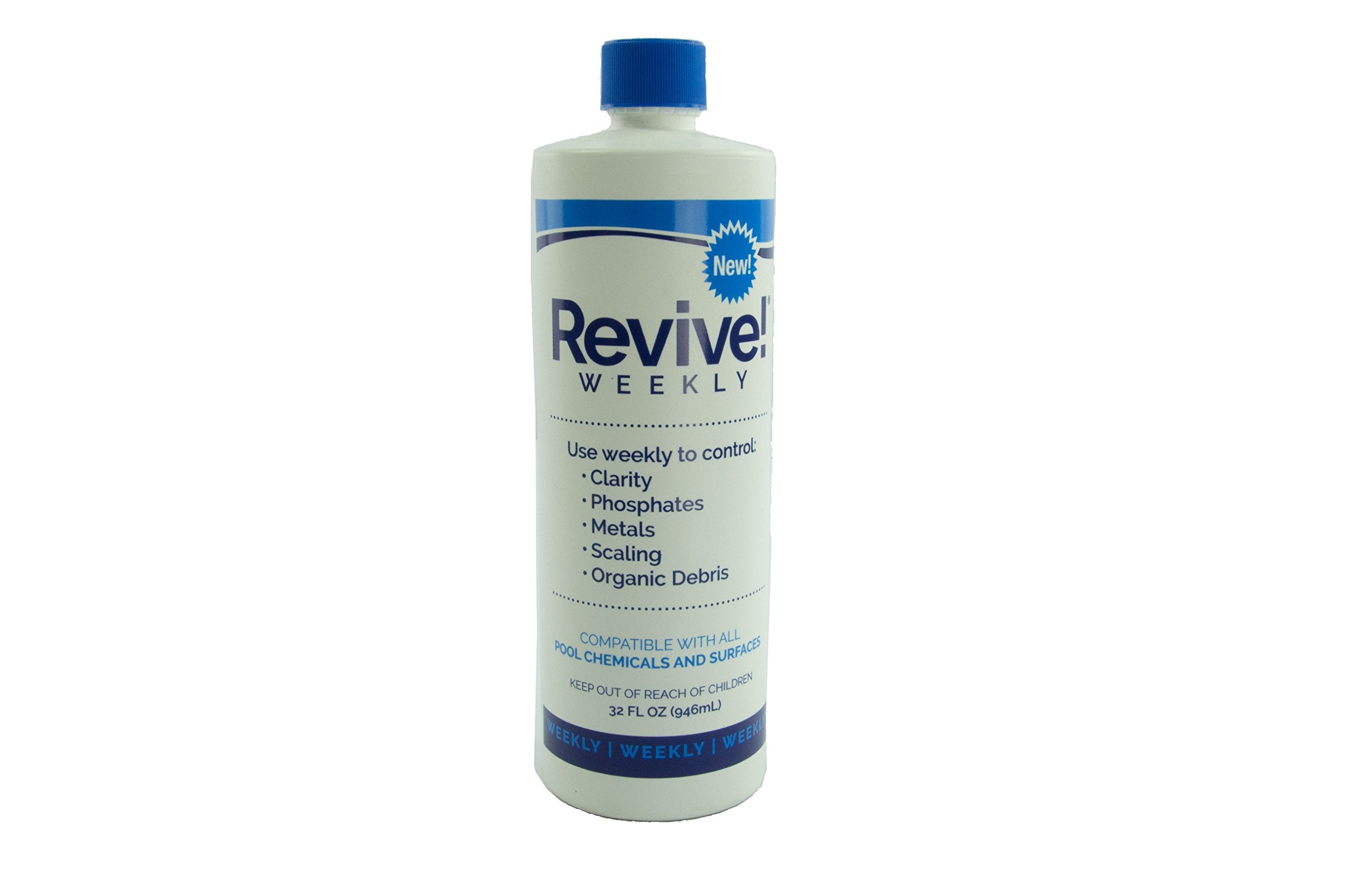 API Revive! Weekly Swimming Pool Clarifier and Water Cleaning Treatment for Phosphate, Metal, and Scale Removal, Cleans Green Pools, 32 Ounce