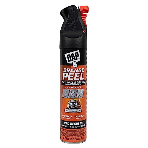 DAP Spray Texture Orange Peel Water Based 2n1 Wall & Ceiling Texture Spray with Aim Tech Nozzle, White, 25 Oz (7079850005)