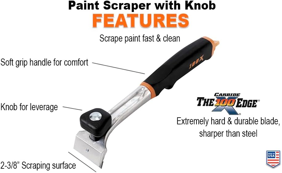 Warner SoftGrip Carbide 100X Paint Scraper with Knob – 2-3/8 in – image 2