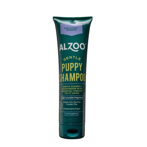 ALZOO Gentle Puppy Shampoo, Specially Formulated for Puppies Delicate Skin, 100% Plant-Based Active Ingredients, Light Lavender Fragrance, Made in USA, 8 Fl. Oz.