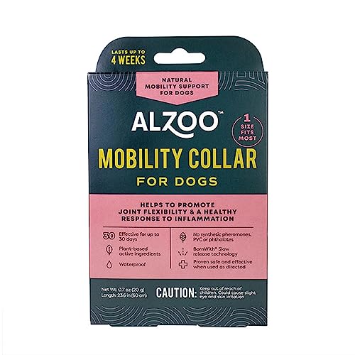 ALZOO Mobility Collar for Dogs, Helps Promote Joint Flexibility, No Synthetic Pheromones, PVC or Phthalates, 100% Plant-Based Active Ingredients