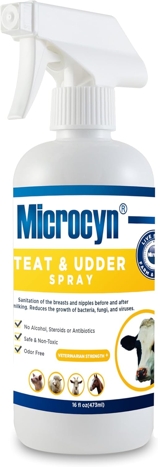 MicrocynTeat and Udder Spray for Livestock – Supports Healthy Skin, Reduces Irritation & Discomfort – 16 oz