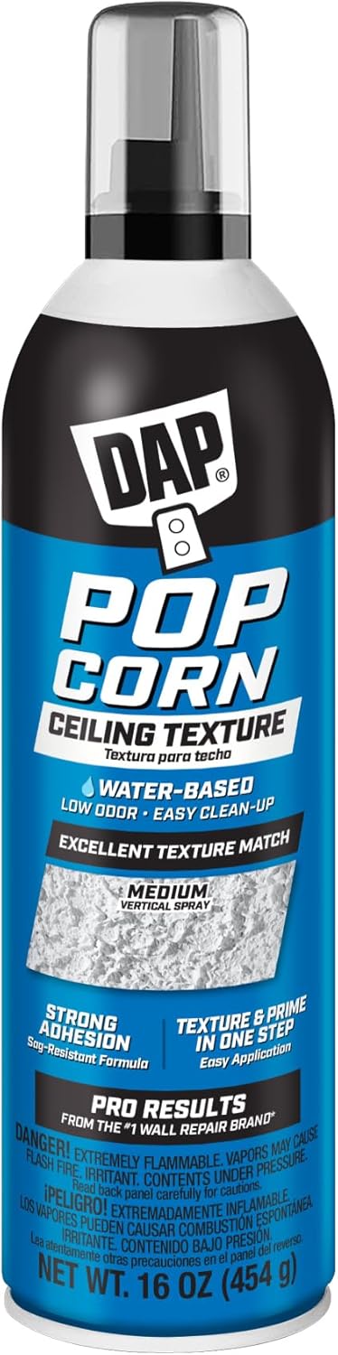 DAP Spray Texture Popcorn Water Based Ceiling Texture Quick Repair, White, 16 Oz