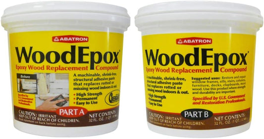 Abatron WoodEpox Kit - 2 Quart - 2-Part Structural Epoxy Adhesive Filler - Wood Filler Putty