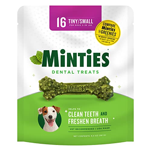 Minties VetIQ Dog Dental Bone Treats, Dental Chews for Tiny/Small Dogs (Under 40 lbs), 16 Count