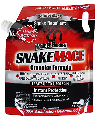 Nature's Mace Snake Repellent 3LB Granular/Covers 1,500 Sq. Ft. / Keep Snakes Out of Your Garden, Yard, Home, attic and More/Snake Repellent/Safe to use Around Home, Children, & Plants