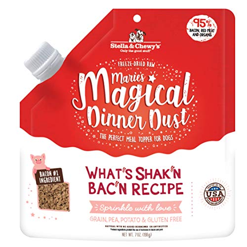 Stella & Chewy’s Freeze-Dried Raw Marie's Magical Dinner Dust – Protein Rich, Grain Free Dog & Puppy Food Topper – What's Shak'n Bak'n Recipe – 7 oz Bag