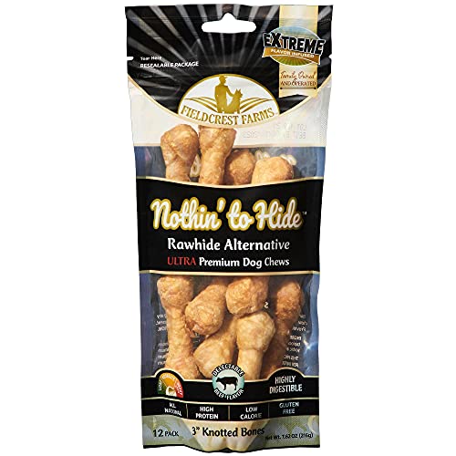 Fieldcrest Farms Nothin' to Hide Ultra Knotted Bones, Beef Flavor (1 Bag of 12 Bones)