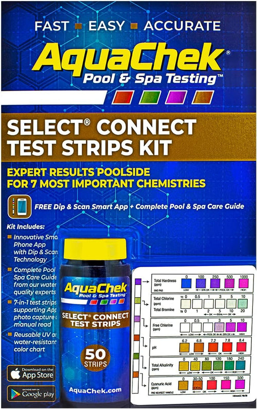 AquaChek Select Connect 7-Way Pool & Spa Test Strips – 50 Count