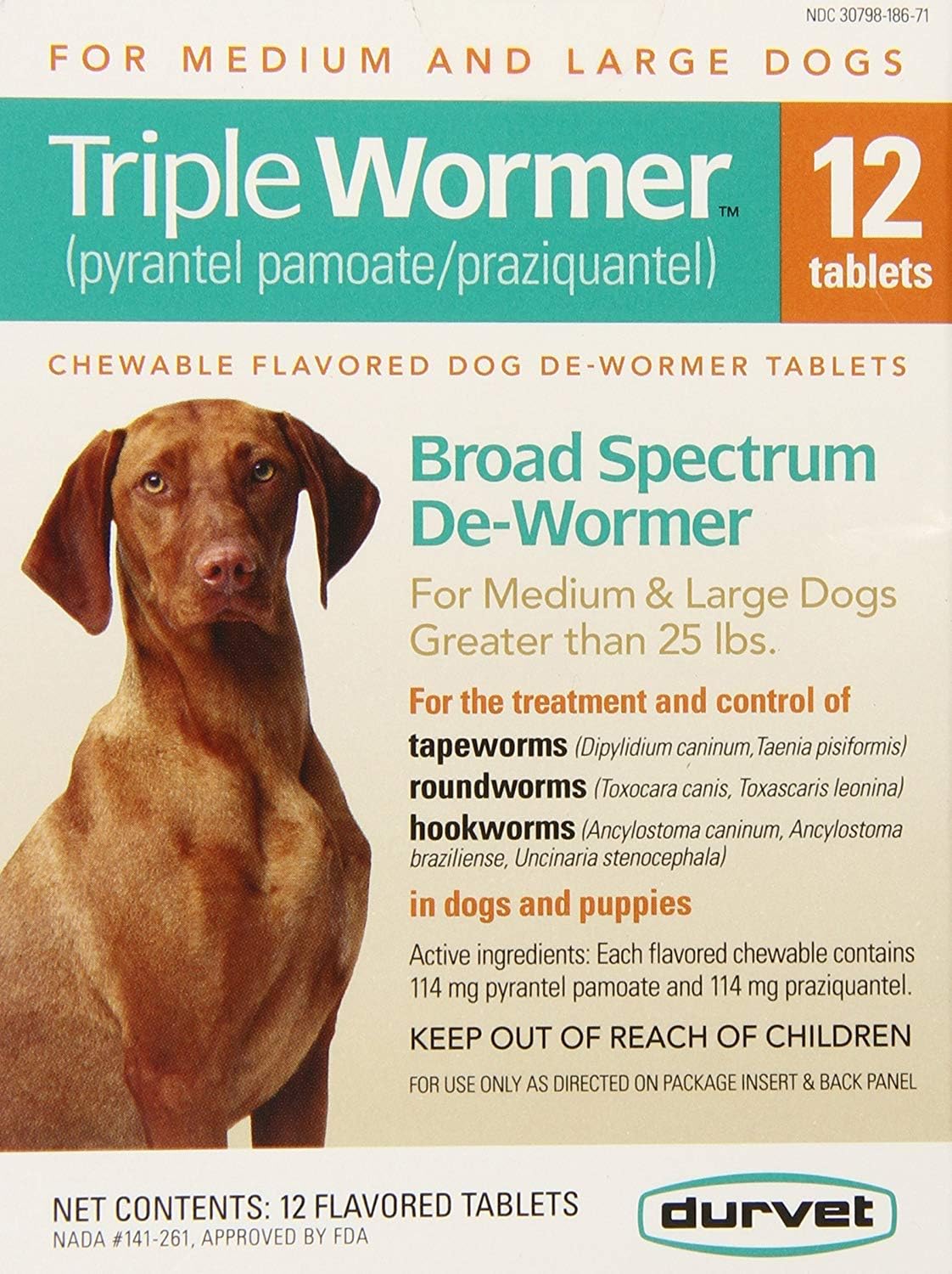Durvet Triple Wormer Tablets for Dogs – 12 Pack – image 2