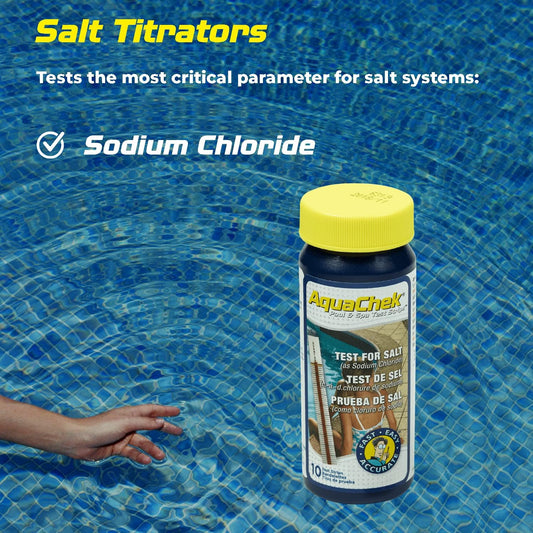 AquaChek Salt Test Strips for Pools - Sodium Chloride Testing Kit (10 Strips)