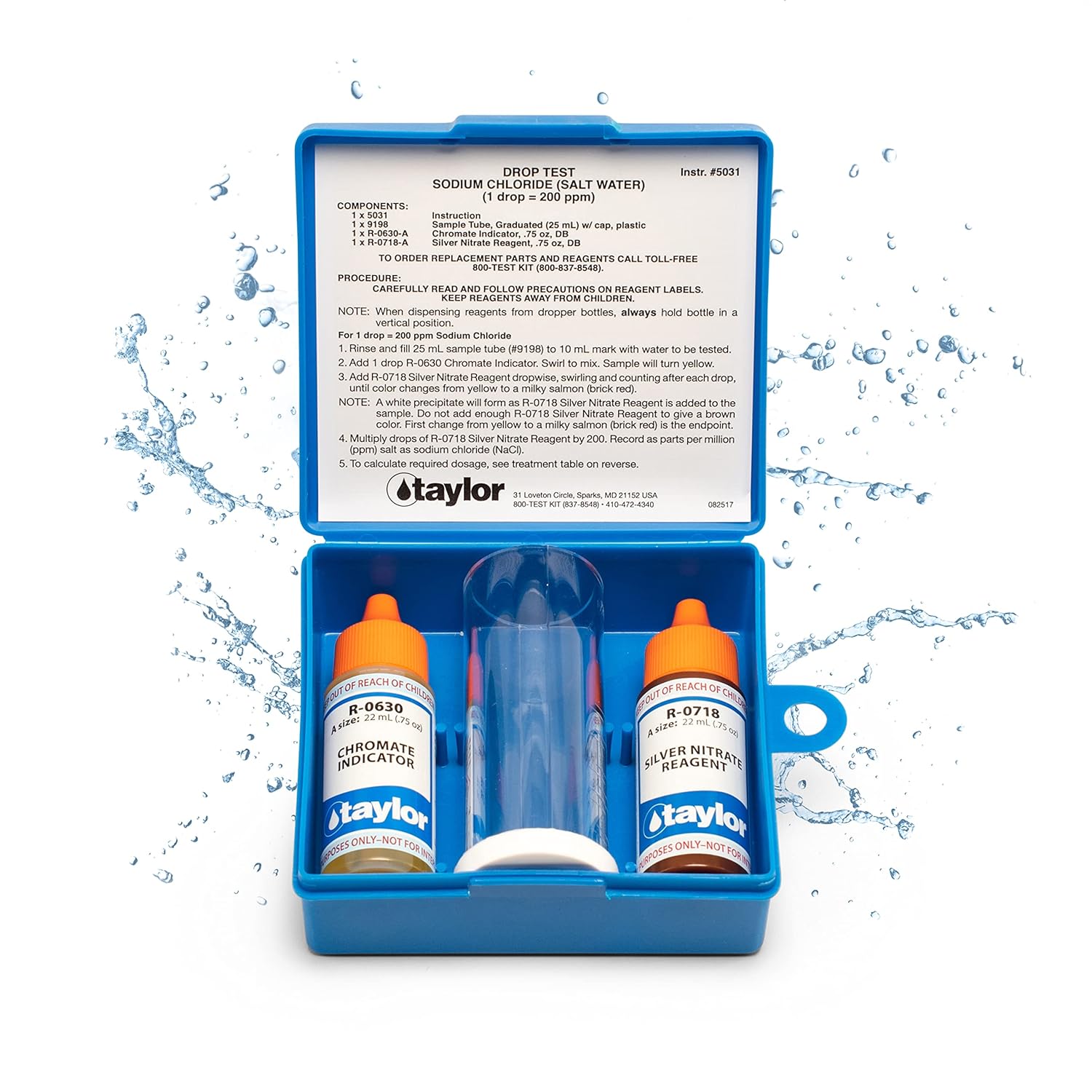 Taylor K-1766 Salt Water Drop Test Kit for Chloride Levels