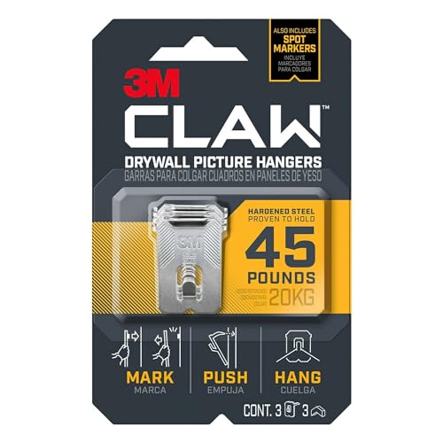 3M CLAW Strong Durable Drywall Picture Hanger (1 Pack, 3 Count)