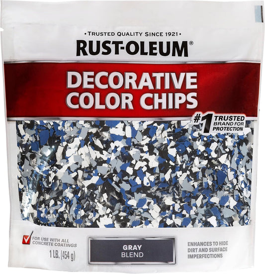 Rust-Oleum Decorative Color Chips, 1lb - Multiple Blends (Gray, Tan, Mocha, Metallic Silver, Stone)