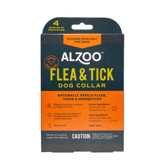 ALZOO Plant-Based Flea & Tick Collar for Medium Dogs – For Dogs 16-40 lbs