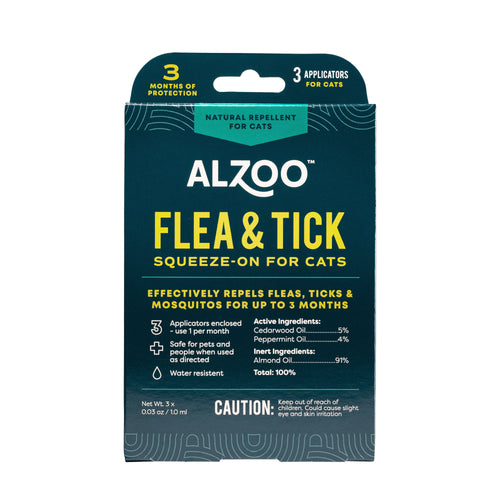 ALZOO Plant-Based Flea & Tick Squeeze-On for Cats – 3 Applicators