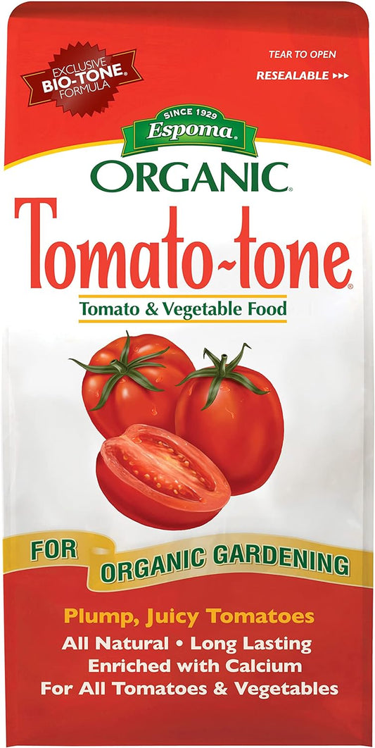 Espoma Organic Tomato-tone 3-4-6 with 8% Calcium. Organic Fertilizer for all types of Tomatoes and vegetables. Promotes flower and fruit production. 4 lb. Bag