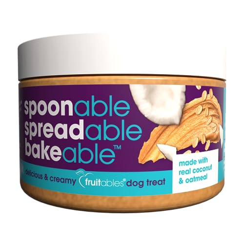 Fruitables Spreads – Spreadable Dog Treat – Bakeable Dog Treat – Real Coconut & Oatmeal – Human-Grade 100% Natural Ingredients – Great for All Dogs – 7 Ounces