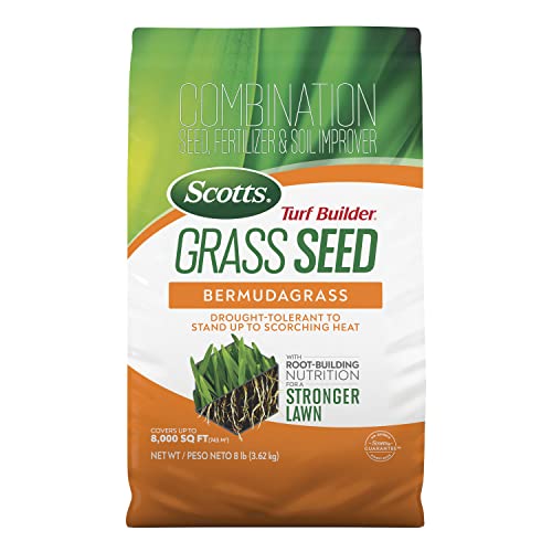 Scotts Turf Builder Grass Seed Bermudagrass with Fertilizer and Soil Improver, Drought-Tolerant, 8 lbs.