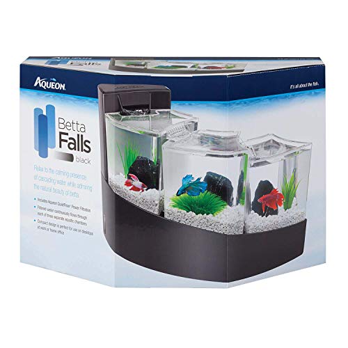 Aqueon Betta Falls 3 Section Aquarium Fish Tank With QuietFlow Power Filtration