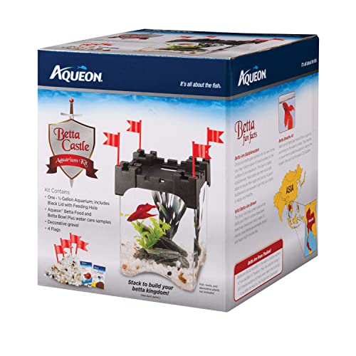 Aqueon Betta Castle Aquarium Kit – Half Gallon, Black