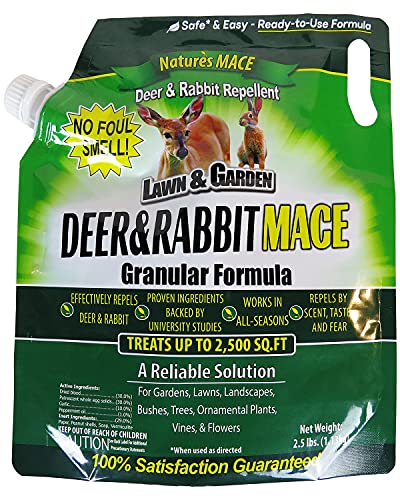 Nature's Mace Deer & Rabbit Repellent 2.5lb Bag/Covers 2,500 Sq. Ft. / Repel Deer from Your Home & Garden/Safe to use Around Children, Plants & Produce/Protect Your Garden Instantly