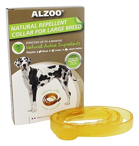 ALZOO Flea & Tick Dog Collar, Helps Repel Fleas, Ticks & Mosquitoes, 100% Plant-Based Active Ingredients, Phthalates and PVC Free, for Large Dogs: 40+ lbs