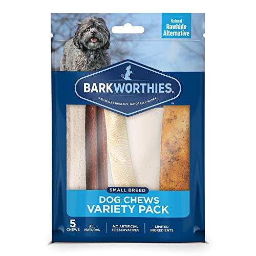 Barkworthies Healthy Dog Treats & Chews Small Dog Variety Pack (5 Chews) - Protein-Rich, All-Natural, Highly Digestible, Rawhide Alternative - Promotes Dental Health - Great Gift for All Dogs