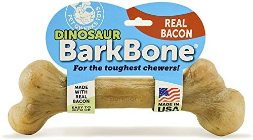 Pet Qwerks Extreme Dinosaur BarkBone – Bacon, Large