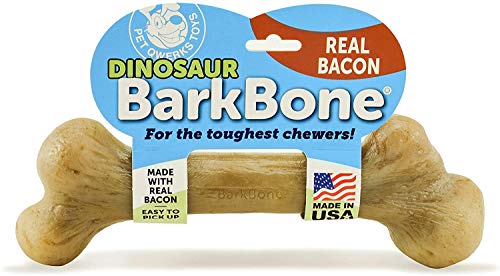 Pet Qwerks Extreme Dinosaur BarkBone Dog Chew Toy, Bacon Flavor, Large