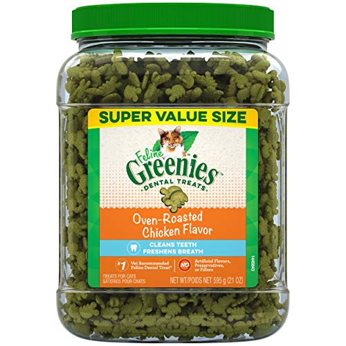 FELINE GREENIES Dental Treats Oven Roasted Chicken Flavor 21 Ounces