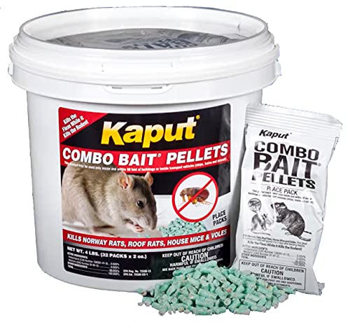Kaput Combo Bait Pellets for Mice, Rats & Voles – 32 × 2 oz Place Packs