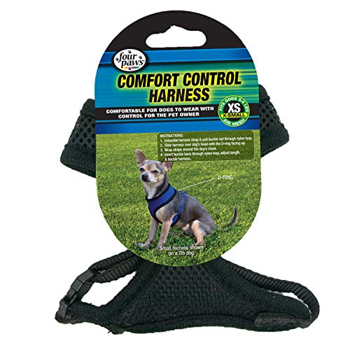 Four Paws Comfort Control Dog Harness – Black, X-Small