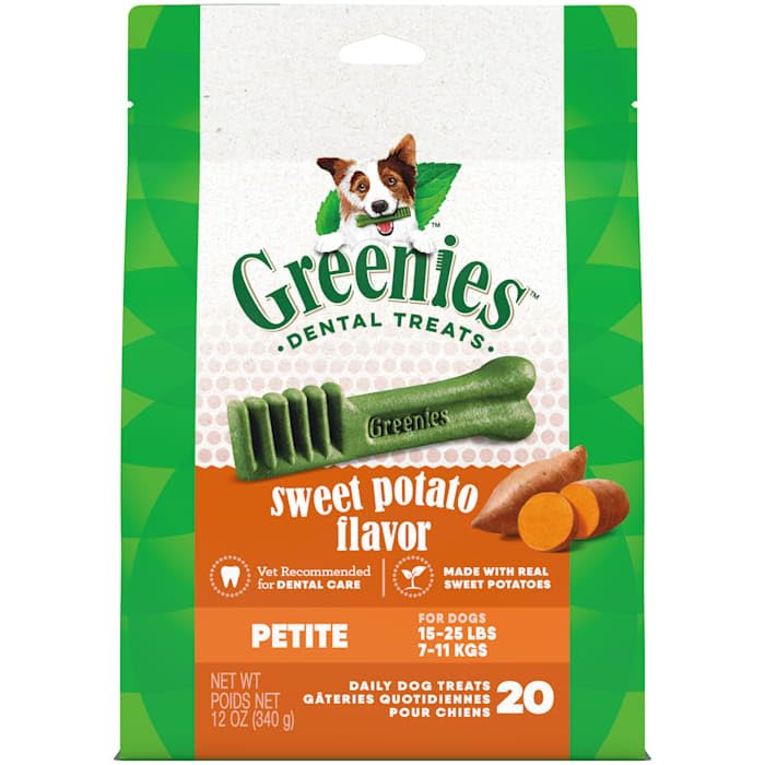 Greenies Petite Natural Sweet Potato Flavor Dental Dog Treats, 12 oz., Pack of 20