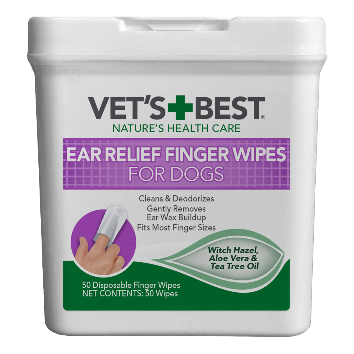 Vet's Best Ear Relief Finger Wipes – 50 Count