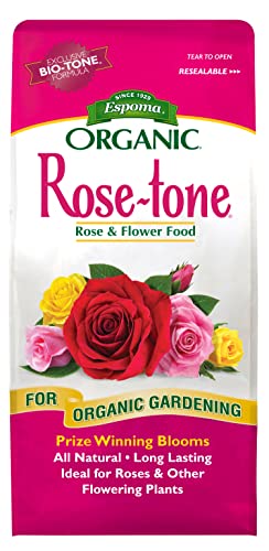 Espoma Organic Rose-Tone 4-3-2 Organic Fertilizer for All Types of Roses and Other Flowering Plants. Promotes Vigorous Green Growth and Abundant Blooms. 8 lb. Bag