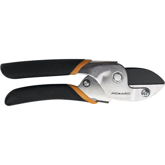 Fiskars Pruner 0.625" Cut Black Handle Steel Power Lever Anvil