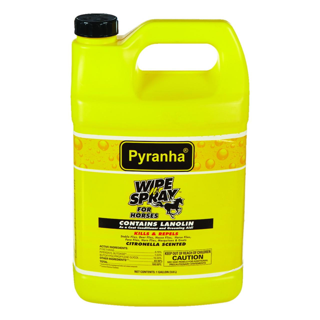 Pyranha 41969 Wipe and Spray Fly Repellent w/ Citronella Scent for Horses, 1 gal