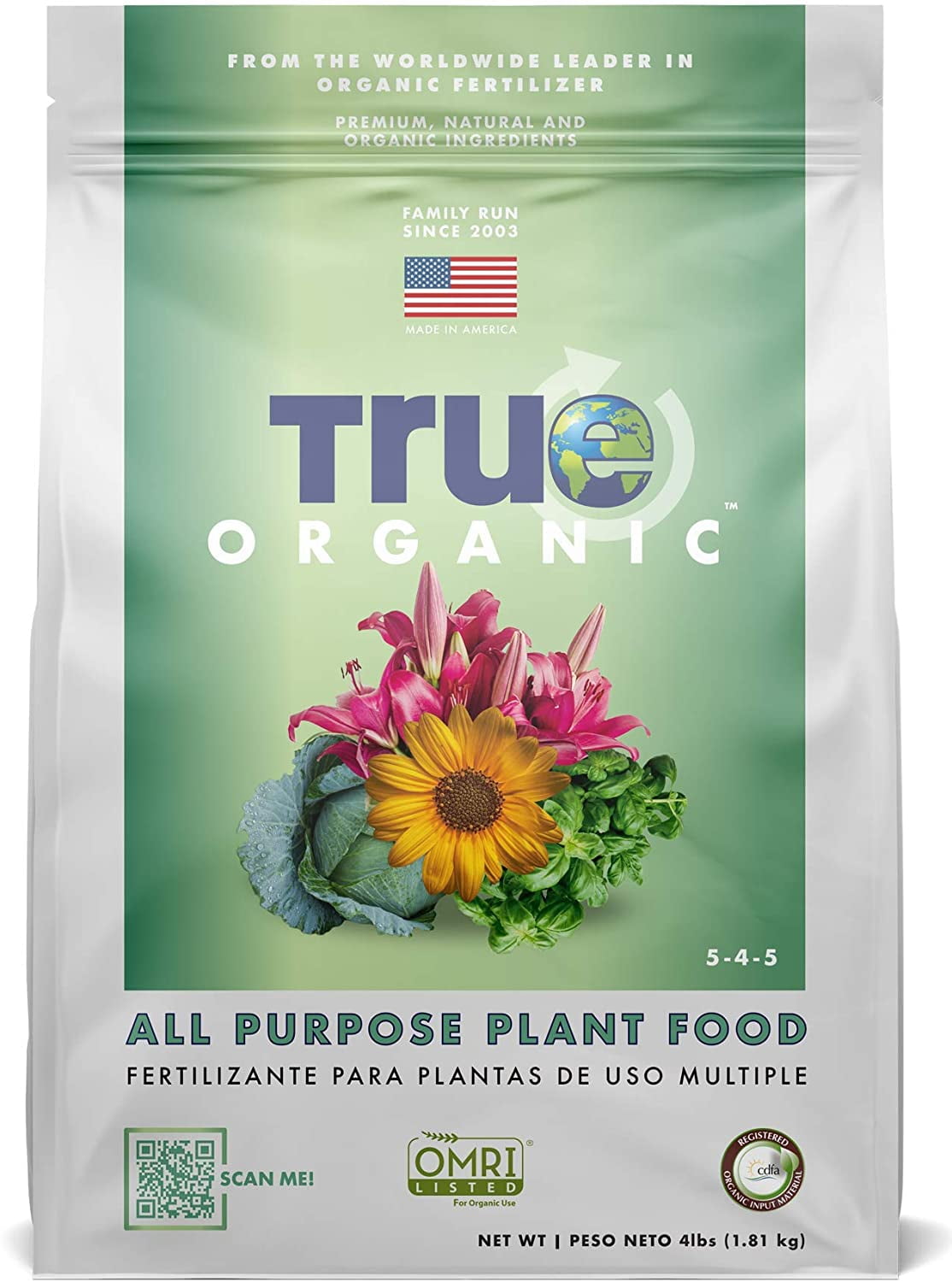 TRUE Organic - All-Purpose Plant Food/Fertilizers- CDFA, OMRI, for Organic Gardening, 4lbs