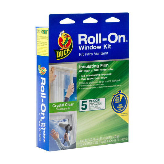 Duck Roll-On Plastic Window Insulation Film Kit, Indoor, 5 Pack, 62 in. x 200 in.