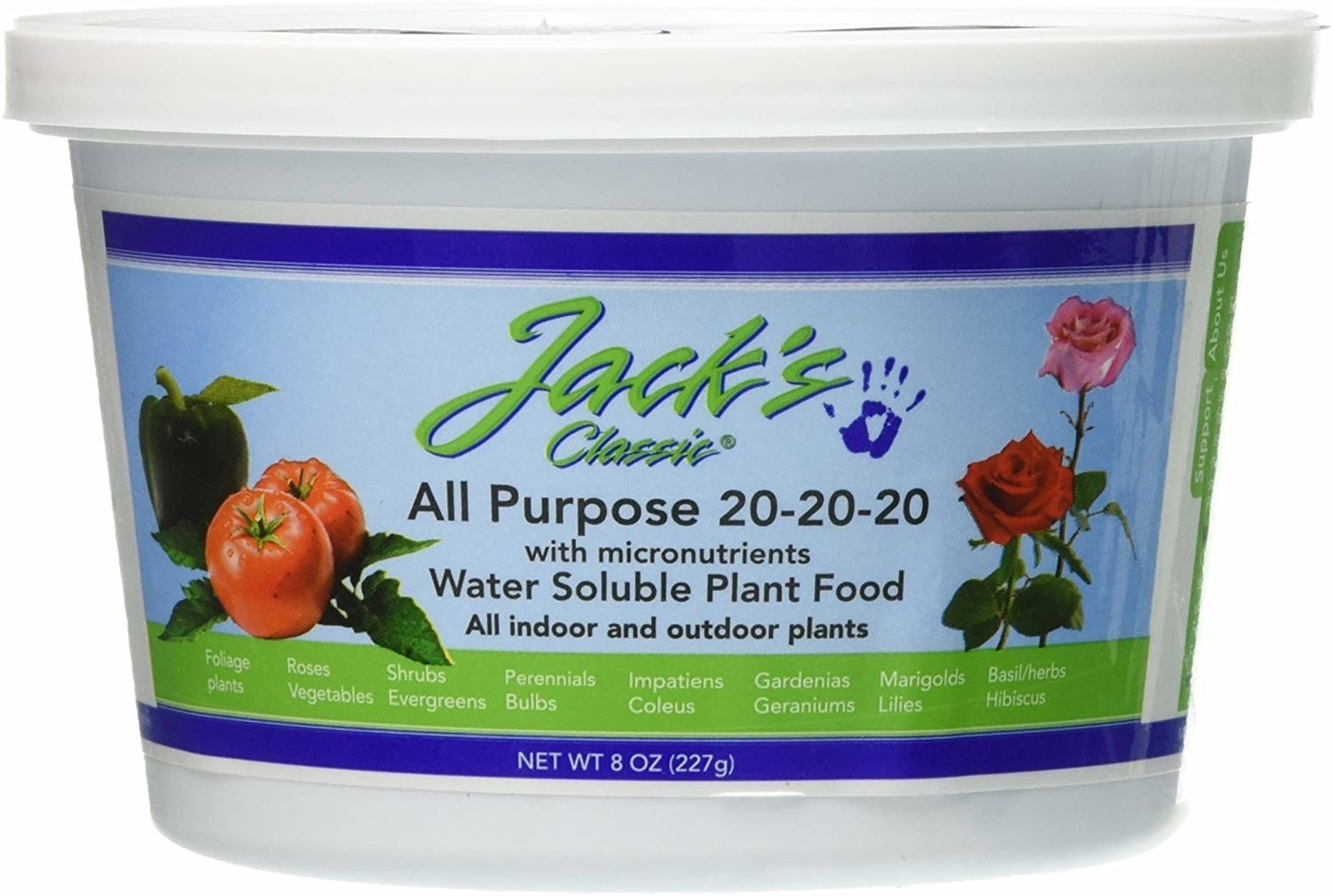 JR Peters Jack's Classic Water Soluble All Purpose Fertilizer, 20-20-20,  8oz