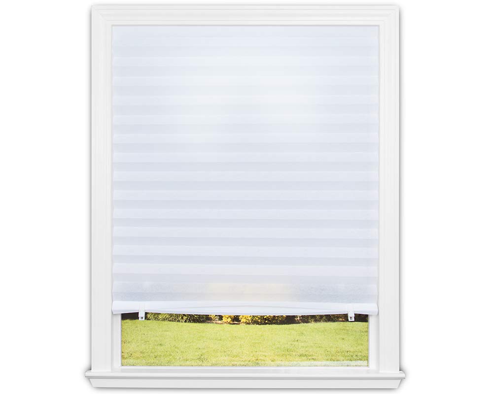 Redi Shade No Tools Light Filtering Fabric Pleated Shade – 48 × 72 in, White, 1 Pack