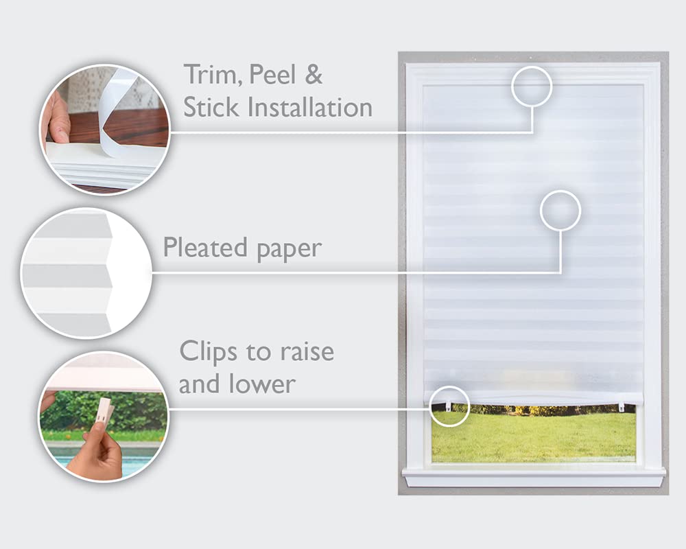 Redi Shade No Tools Light Filtering Paper Pleated Shade – 36 × 72 in, White, 6 Pack – image 2